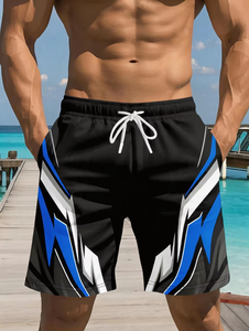 Nouveau short de bain pour homme à cordon de serrage, imprimé 3D, séchage rapide, décontracté, pour natation et fitness, en tissu élégant et design - Product Image 3