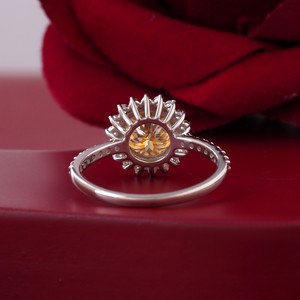 14K <b>Gold</b> <b>Cocktail</b> Statement <b>Ring</b> with 2.00 CT Yellow Portuguese Cut Lab Grown Diamond (Prong Setting) - Product Image 4