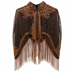 Elegante Capa Vintage Negra Bordada con Flecos Largos para Fiestas, Bodas y Eventos Nocturnos - Product Image 5