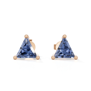Rose Gold Plated Sterling <b>Silver</b> Trillion Cut Prong <b>Set</b> Blue Sapphire <b>Stud</b> <b>Earrings</b> Classic Women's Jewelry Heerani Jewels Water - Product Image 2