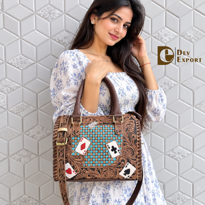 Nuevo Bolso de Mano de Cuero Hecho a Mano con Grabado Personalizado, Estilo Bohemio Gitano, Patrón Occidental, Elegante Bolso Bandolera para Mujer - Product Image 3