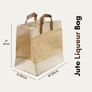 Eco Friendly Premium <b>Jute</b> liqueur <b>Bag</b> with Leather Handles for Retail and <b>Gift</b> Packaging - Product Image 2