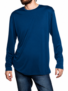 Custom Men Rash Guard Blank Plain Dark Blue Crewneck <b>Athletic</b> Workout T-Shirt Quick Dry Performance Rash Guard - Product Image 5