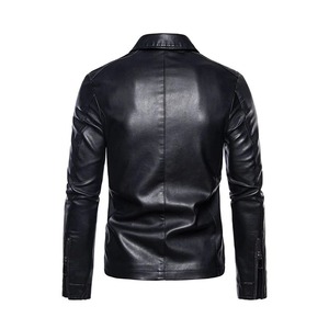 Veste en simili cuir sur mesure OEM, veste de moto pour homme, noire, Jaqueta De Couro Masculina, veste d'extérieur pour homme - Product Image 2