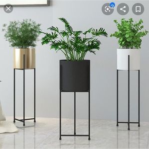 Ensemble de 3 supports de plantes géométriques hauts en métal noir, tendance, élégants, modernes, écologiques et durables, pour pots de fleurs, intérieur/extérieur - Product Image 5