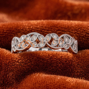 Anillo de Boda de Plata de Ley 925 con Diseño de Espiga y Pétalos de Diamantes de Laboratorio Brillantes para Mujer, Joyería Nupcial, Regalo para Novia - Product Image 1