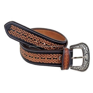 Ceinture Western personnalisée en cuir véritable usinée à la main et finie à la main avec boucle antique gravée de fleurs amovibles - Product Image 6