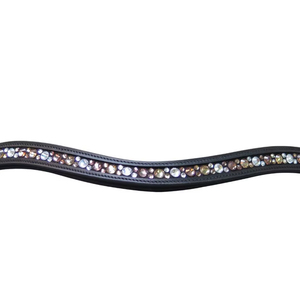 Diadema de Cuero con Ondas de Diamante para Caballo, Accesorio de Doma Ecuestre - Product Image 1