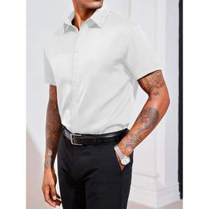 Mens Dress <b>Shirt</b> High Quality Custom Embroidered <b>Half</b> Sleeve Business Formal Slim Fit Breathable Cotton Anti-UV Turn-down Collar - Product Image 6