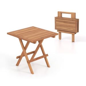 Tavolo Pieghevole Quadrato in Legno di Teak con Piano a Doghe, Portatile per Picnic e Uso Esterno - Product Image 4