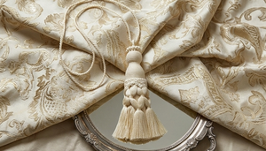 Tirador decorativo de algodón crema con flecos de borlas para puerta de armario - Product Image 5
