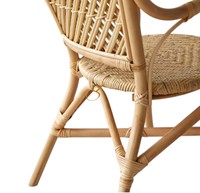 Chaise de salle à manger contemporaine en rotin naturel tressé chevrons avec accoudoirs, fauteuil en osier artisanal de luxe pour appartement, restaurant, café, hôtel