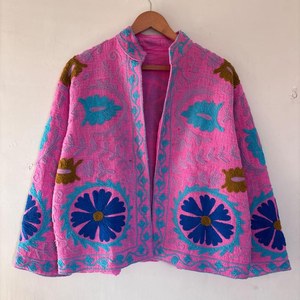 Indian Suzani Embroidery Winter Button Breathable Regular Jacket Hand Embroidered Velvet Women Boho Casual <b>Dresses</b> - Product Image 4