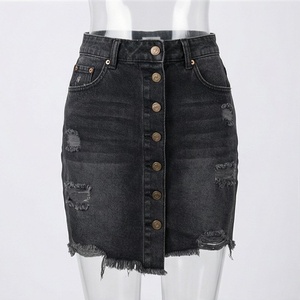 Mini-jupe en jean sexy Y2K pour femme, couleur personnalisée, grande taille, avec poches, fermeture éclair, boutons, imprimé, jean d'été, streetwear décontracté - Product Image 1