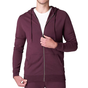 <b>Men's</b> <b>Burgundy</b> Hooded Sweatshirt Solid Color Cotton Knitted Casual Pocket Front Regular Fit Autumn Wear Custom LOGO Print Labels - Product Image 5