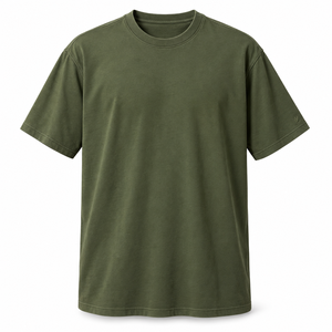 Silicone Finish <b>Modal</b> <b>Shirt</b> 250gsm Olive Heavyweight Cotton Dense Jersey Crew Neck Relaxed Fit Tee Men Custom Logo Printing - Product Image 4