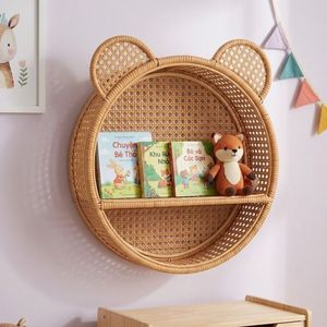 Estante de Mimbre en Forma de Oso, Decoración para Dormitorio Infantil, Estante Colgante de Pared para Cuarto de Bebé, Organizador de Artículos de Malla Tejida, Venta al por Mayor - Product Image 3