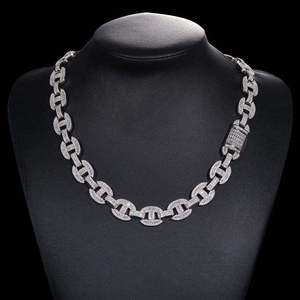 Luxury <b>Iced</b> <b>Out</b> Oval Link <b>Chain</b> Necklace VVS Moissanite Diamond Hip Hop Jewelry for Men Unisex Premium Statement Style - Product Image 1