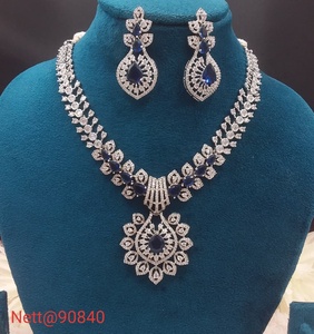 Silver Plated Sapphire Necklace and Earring <b>Set</b> <b>for</b> Women <b>Wedding</b> Classic Flower Design Jewelry <b>Sets</b> - Product Image 2