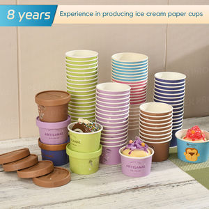 Gobelets à yaourt jetables à double paroi en gros avec couvercles – Gobelets en papier écologiques et recyclables pour crème glacée et yaourt – Vente en gros - Product Image 1