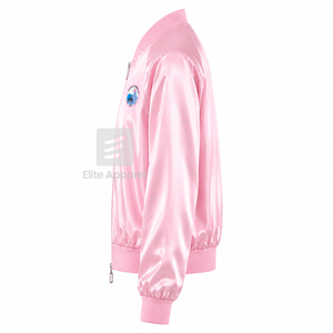 เสื้อแจ็คเก็ตผ้าซาตินระบายอากาศได้ดี แบรนด์ Jack & Jill of America พร้อมโลโก้ปักด้านหน้า สีฟ้าและชมพู แขนยาว สำหรับผู้หญิง - Product Image 4