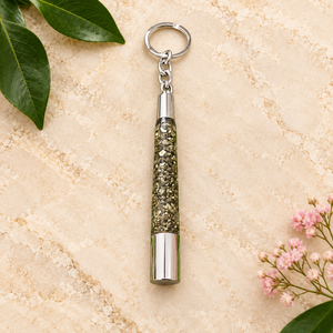 Porte-clés en verre cristal doré en forme de bouteille, breloque, accessoire cadeau du Maharashtra - Product Image 4