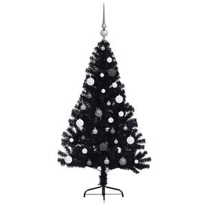 Sapin de Noël artificiel pré-éclairé avec 150 LED, 59,1 pouces, PVC, couleur noire - Product Image 5