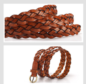 Ceinture en cuir tressé à la main pour femme, style rétro européen et américain, avec boucle ardillon tendance, motif cœur ajouré simple, ceinture décorative pour vêtements - Product Image 6