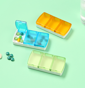 3-Compartment Daily Pill Organizer with Colorful Lid Plastic Medicine Storage - Product Image 2
