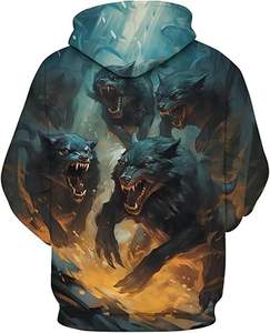 Sudadera con Capucha Extra Grande con Estampado de Lobo Vintage para Hombre, Sudadera de Forro Polar Grueso, Estilo Urbano - Product Image 4