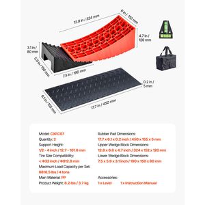2 Pezzi Cunei di Livellamento Curvi per Camper, Accessori Esterni per RV, Capacità 8818.5 libbre, Altezza Massima di Livellamento 4 Pollici - Product Image 4