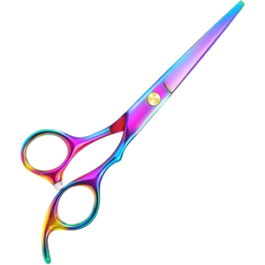 Ciseaux de coiffure professionnels 6'' en acier inoxydable, lame aiguisée arc-en-ciel, manche long, vente en gros à faible MOQ - Product Image 2