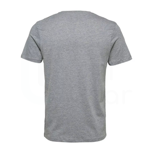 T-shirt gris à manches courtes et col rond pour homme avec motif géométrique bleu imprimé - Product Image 2