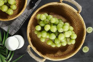 Rattan <b>Round</b> Fruit <b>Basket</b> <b>Wicker</b> Bread Tray with Handle Serving <b>Basket</b> for Fruits Bread Crackers Snacks Food Table Kitchen Home - Product Image 6