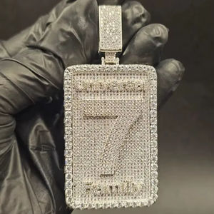 Colgante de Plata de Ley 925 con Diamante Moissanita Genuino, Chapado en Oro Rosa, Estilo Hip Hop, Unisex, para Fiestas, con Certificado IDGL - Product Image 1