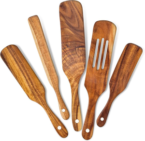 Ensemble de spatules et cuillères en bois naturel personnalisées pour la préparation quotidienne des aliments et les tâches culinaires en promotion - Product Image 6