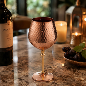 Gobelet à vin en cuivre martelé, verre à vin sur pied en cuivre, tasse à boire en métal pour la maison, le bar, le restaurant, la décoration de table de mariage - Product Image 1