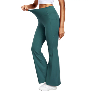 Leggings de yoga pour femmes WARISON INDUSTRIES, couleur unie, grande taille, respirants, sans couture, pantalons de course évasés pour femmes - Product Image 4