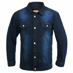 Luxury High-Street Style Men's <b>Denim</b> Jacket High Quality Dark Blue Winter <b>Coat</b> - Product Image 1