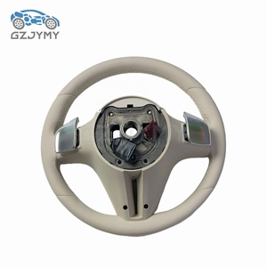 Volant en cuir véritable pour <span class=keywords><strong>Audi</strong></span> Tt Mk2 A6L C8 4K A7 A8 Q7 <span class=keywords><strong>Q8</strong></span> - Volant à rayons cousu <span class=keywords><strong>beige</strong></span> - Product Image 4