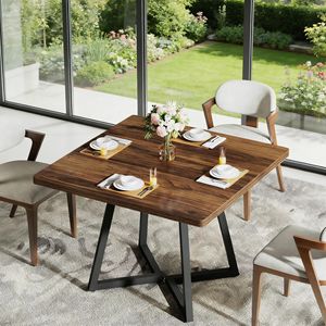 Square Wood Dining <b>Table</b> for 4 for Kitchen Use - Product Image 3