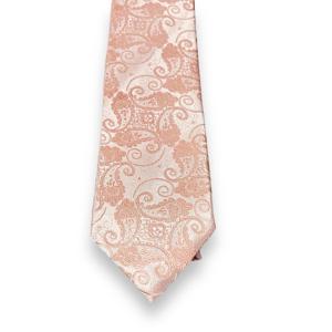 Cravate en soie à motif paisley pêche clair pour homme |   Cravate tissée élégante pour occasions formelles et affaires |   Cadeau de mariage, accessoire élégant et haut de gamme - Product Image 1