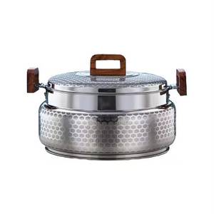 Olla térmica de acero inoxidable con diseño de panal, asas de madera, para mantener la comida caliente - Product Image 1
