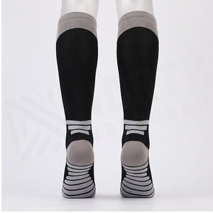 <b>Knee</b> <b>High</b> <b>Socks</b> Black With Gray Trim Breathable Knitted For Adults Daily Casual Wear - Product Image 2