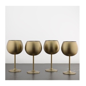 Gobelet à vin en acier inoxydable de luxe personnalisé, verres à vin rouge vintage en métal doré - Product Image 4