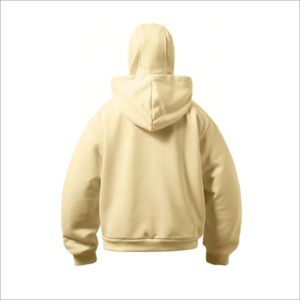 Sweat à capuche zippé en coton épais de qualité supérieure pour homme, coupe ample et oversize, broderie de strass, personnalisation de marque - Product Image 2