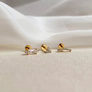 Pendientes de Diamantes Cultivados en Laboratorio, Corte Redondo, Oro Sólido de 14k, Venta al Por Mayor Directa de Fábrica, Joyería Fina - Product Image 3