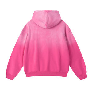 Sweat-shirt à capuche unisexe surdimensionné personnalisé, pull-over uni tie-dye rose, streetwear, molleton de coton, style vintage - Product Image 2