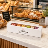 Boîte d'emballage en papier blanc recyclable rectangulaire personnalisée pour macarons avec fenêtre transparente