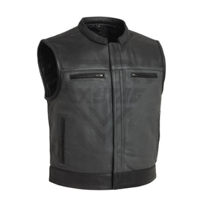 Gilet de moto en cuir véritable premium pour homme, marron vieilli, style motard, sans manches, pour club, personnalisable, fabricant OEM - Product Image 4